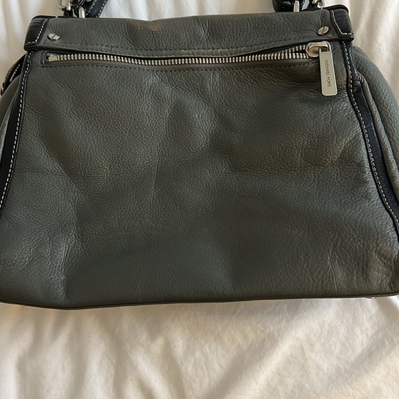 Michael Kors Grey and Black Leather Satchel - Picture 7 of 16